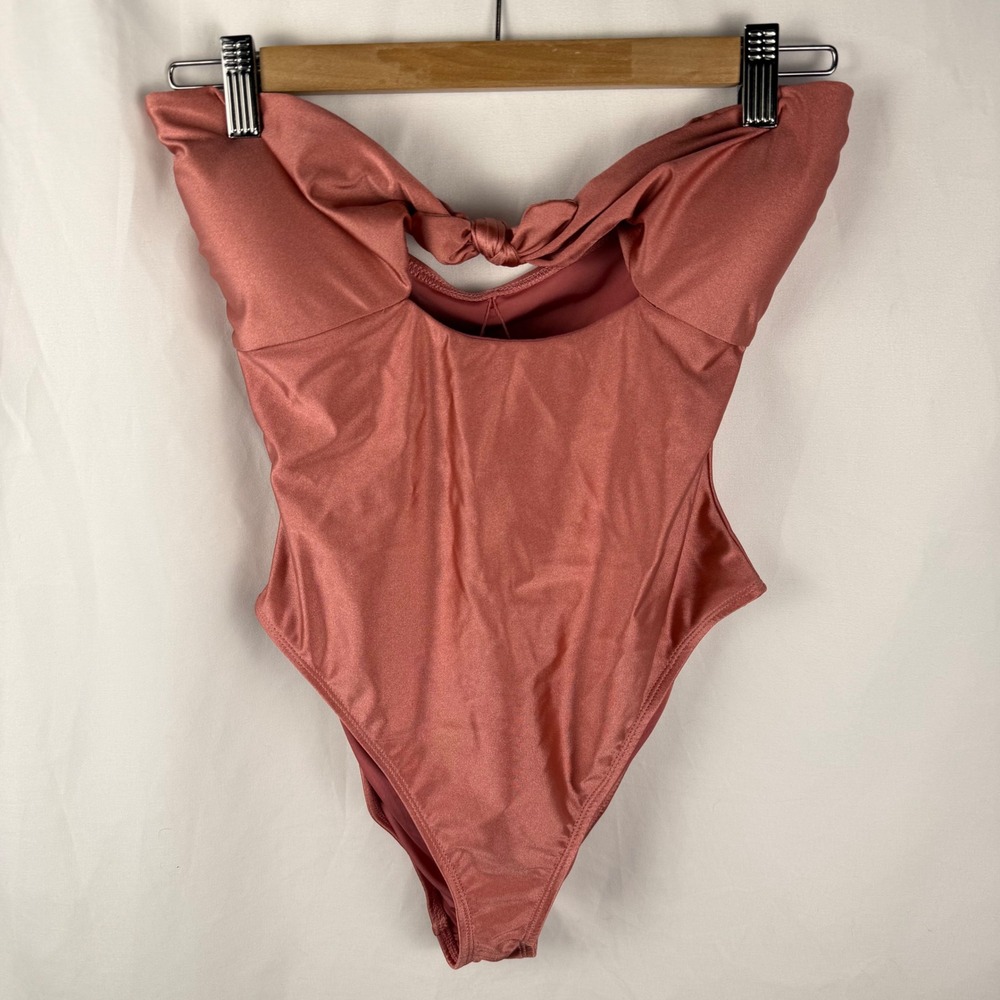 NEW Dippin Daisys Devon Strapless Tie Front One Piece Swimsuit Dusty Rose Medium - Picture 3 of 10